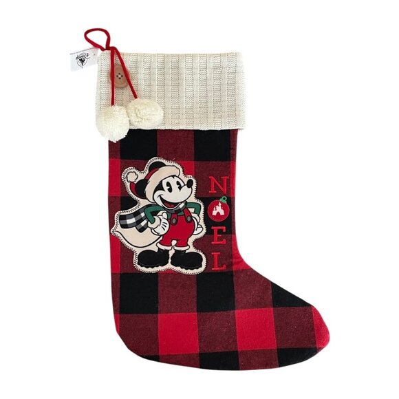 Disney Parks Mickey Mouse Noel Plaid Holiday Christmas Stocking